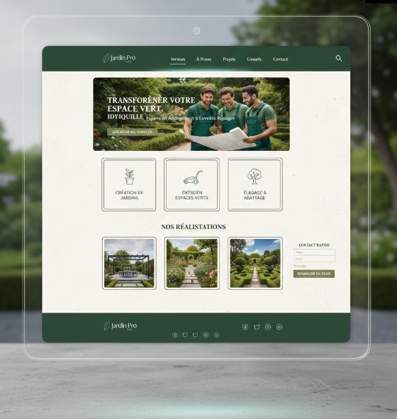 Portfolio site web paysagiste extérieur - exemple réalisation artisan