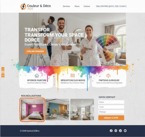 Portfolio site web peinture finition - exemple réalisation artisan